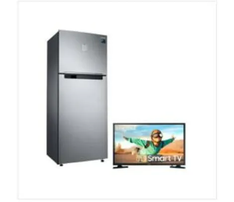 Geladeira Samsung Frost Free Duplex 2 Portas Inverter RT46K6261S8/AZ + Smart TV LED 32" Samsung T4300 | R$ 3.499