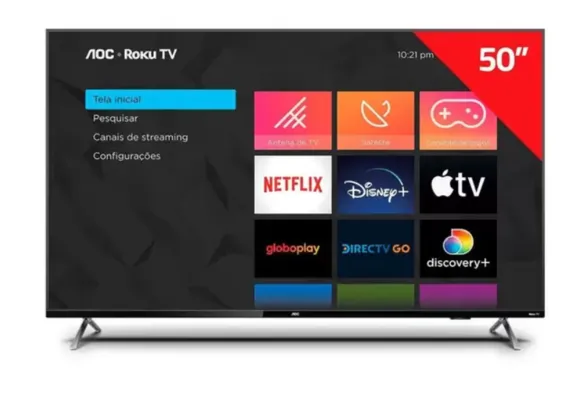 Smart TV 50" Led Aoc Roku 4K HDMI, Usb, Wi-Fi - 50U6125/78G