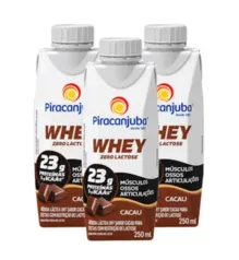 3 Unidades Bebida Láctea Piracanjuba Whey Zero Lactose Cacau 250ml