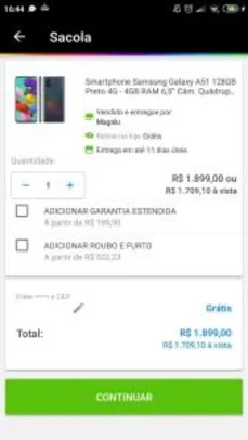 Smartphone Samsung Galaxy A51 128GB Preto 4G R$1709.00