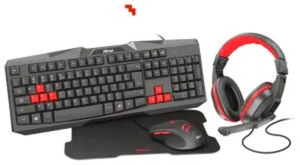 KIT GAMER TRUST ZIVA 4X1 TECLADO/MOUSE/HEADSET/MOUSEPAD, T22428