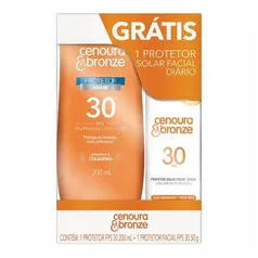 Kit Protetor Solar Cenoura E Bronze Loção Fps30 200 Ml E Facial Fps30 50g R$16