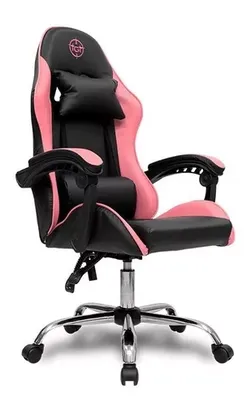 Cadeira Gamer Tgt Heron Rosa Reclinável 2 Almofadas