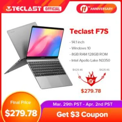 Notebook Teclast F7S 8gb ram 128gb rom | R$1769