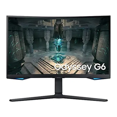 Foto do produto Monitor Gamer Curvo Samsung Odyssey 27" WQHD, 240Hz, 1ms,Plataforma Tizen™, HDMI, Display Port, USB,com alto falante, Bluetooth, Freesync Premium Pro, com ajuste de altura, preto, série G6