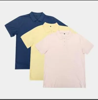 Kit c/ 3 Camisas Polos John Taylor Masculina - Rosa Claro e Pink R$66
