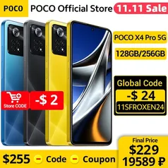 Smartphone POCO X4 Pro 5G NFC 8GB/256GB Snapdragon 695 Octa Core Versão Global  