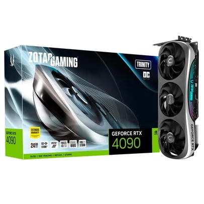 Placa de Vídeo RTX 4090 Zotac NVIDIA Gaming GeForce Trinity OC, 24 GB GDDR6X, ARGB, DLSS, Ray Tracing - ZT-D40900J-10P