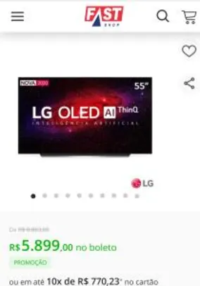 Smart TV 4K LG OLED AI 55” com Inteligência Artificial, Cinema HDR e Wi-Fi - R$5899