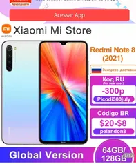 Versão global xiaomi redmi note 8 (2021) smartphone 4gb ram 64gb | R$820