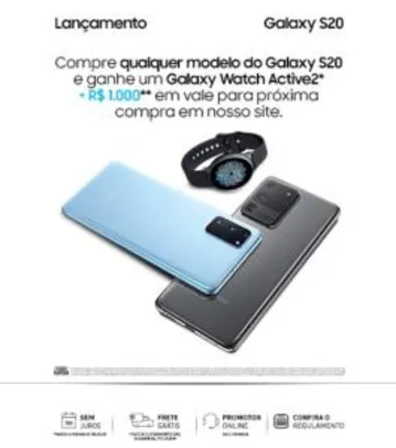 Compre um Galaxy S20/S20+/S20 Ultra e ganhe um vale de R$1000 na Loja Samsung