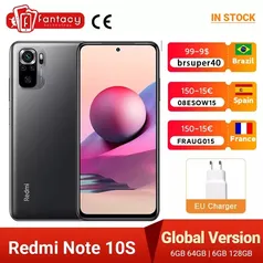 Xiaomi-redmi note 10s versão global tela amoled, 6gb, 64gb, 6gb, câmera quad 64mp, helio g95, bateria 5000mah | R$1.041