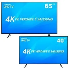 Smart TV LED 65" UHD 4K Samsung 65NU7100 + Smart TV LED 40" UHD 4K Samsung 40NU7100 R$4999