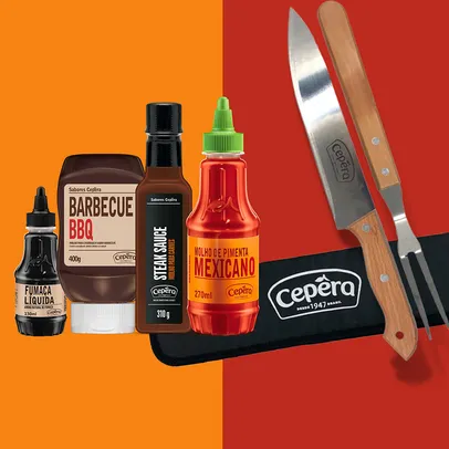 Kit Faqueiro - Barbecue  - Fumaça Líquida - Molho de Pimenta Mexicano - Molho de Carne Steak Sauce