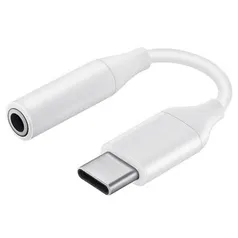 Cabo Adaptador Samsung Tipo C para conector de Áudio 3.5mm, Branco | R$ 40