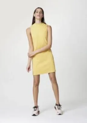 Vestido Sem Manga Gola Alta Em Malha - Amarelo | R$40