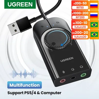 Placa de Som UGREEN Sound Card USB 