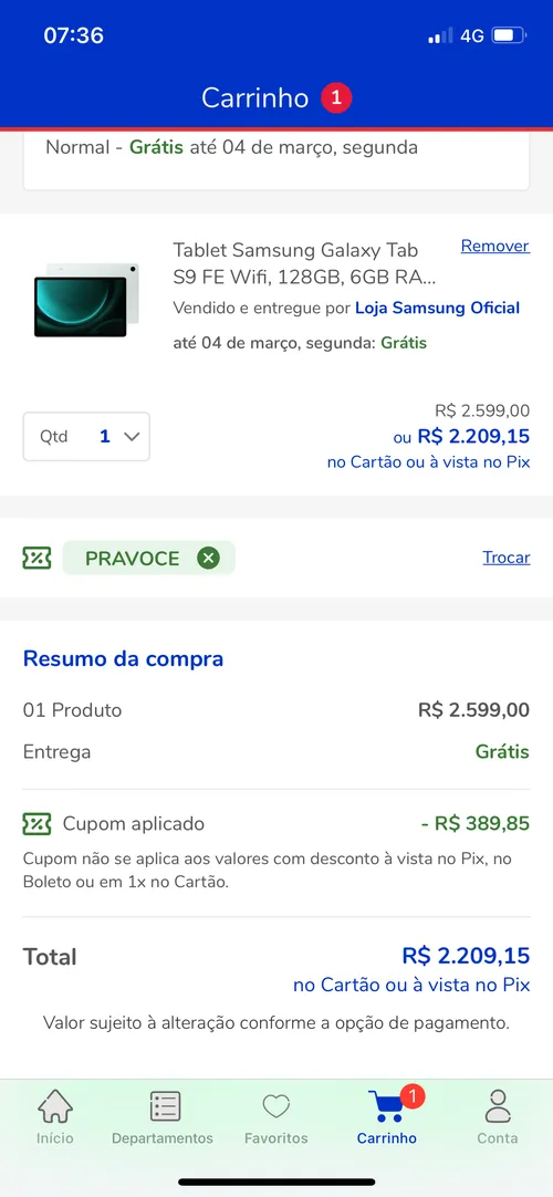 Imagem na descrição da promoção