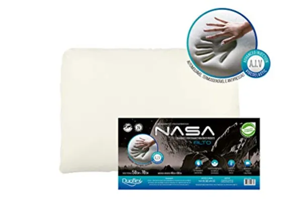 Saindo por R$ 67: Travesseiro Nasa-X Alto Duoflex Bege Para fronha 50cmx70cm Espuma 100% poliuretano | Pelando