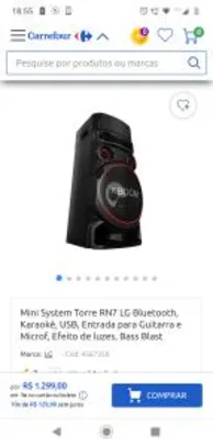 Mini system torre LG RN7 - R$1.300