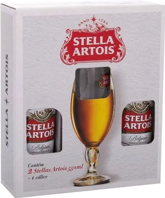[C.OURO + M.PAY R$24,67] Kit 2 cervejas Stella Artois 550ml + 1 cálice (Leia descrição)