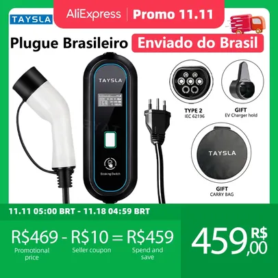 (NO BRASIL) TAYSLA Carregador De Carro Elétrico Tipo 2 