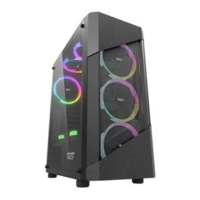 Gabinete Gamer Sem Fan Aigo DarkFlash Pollux Preto Lateral Acrilico | R$ 186