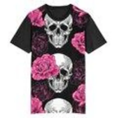 Saindo por R$ 30: Camiseta Migian Caveira com Rosas Sublimada | Pelando