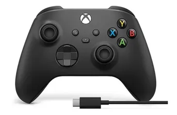 Controle sem fio Microsoft Xbox One Series X|S Carbon Black + cabo USB-C