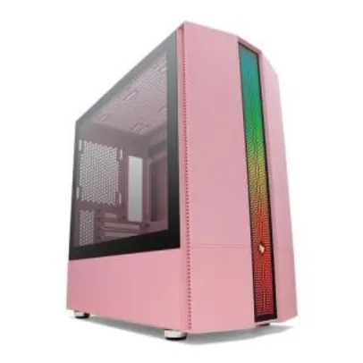 Gabinete Gamer Pichau Carrier II Lateral Vidro Temp RGB Rosa, PG-CR02-PKRGB | R$ 260