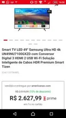 Smart TV LED 49" Samsung Ultra HD 4k UN49NU7100GXZD com Conversor Digital 3 HDMI 2 USB Wi-Fi Solução Inteligente de Cabos HDR Premium Smart Tizen - R$2.375