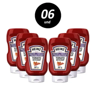 Kit com 6 Ketchup Heinz Bacon & Cebola Caramelizada 397g