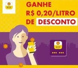 R$0,20 de desconto por litro nos postos Shell [APP+3primeiros abastecimentos]