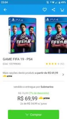 [AME] FIFA 19 - PS4 - R$50 (ou R$42 com Ame)