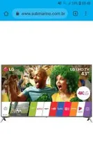 Smart TV LG 43' 4k HDR, com 293,85 de cashback no AME