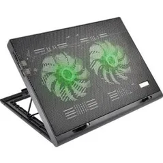 Cooler para Notebook Warrior Power Gamer LED Verde Luminoso - R$36,18