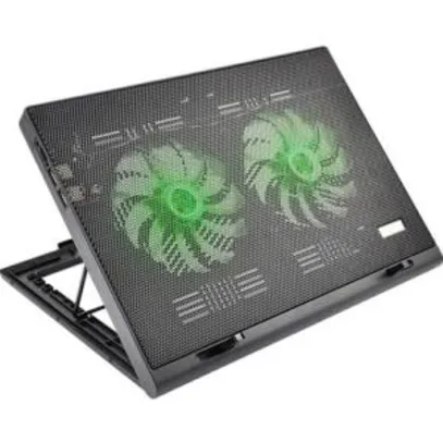 Cooler para Notebook Warrior Power Gamer LED Verde Luminoso - R$36,18