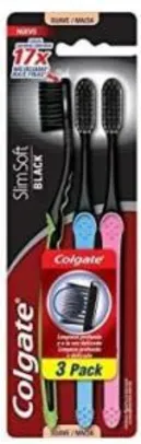 [Prime+Recorrência] Escova Dental Colgate Slim Soft Black 3Unid - R$17