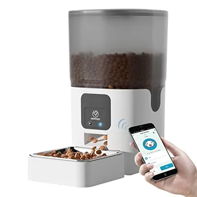 PAPIFEED Alimentador Automático para Gatos com Controle APP, Dispensador de alimentos secos intelige