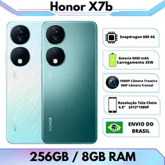 Honor X7b 4G 256GB ROM / 8GB RAM Smartphone 4G , Processador Snapdragon 680