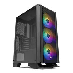 Gabinete Gamer Mancer Narok, RGB, Mid-Tower, Lateral de Vidro, Com 3 Fans, Preto, MCR-NRK-RGB01