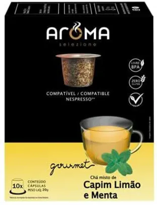 [PRIME] Cápsulas de Chá Capim Limão e Menta Aroma Selezione/Nespresso, 10 unid | R$8