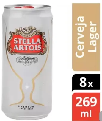 Cerveja Stella Artois Puro Malte - Premium American Lager 8 Unidades Lata 269ml