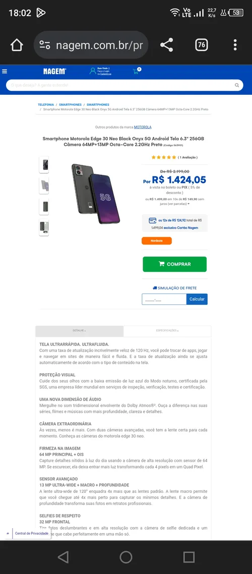 Imagem na descrição da promoção