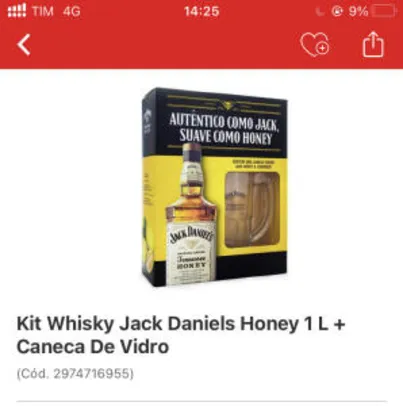 [App] Kit Whisky Jack Daniels Honey 1 L + Caneca De Vidro - R$136