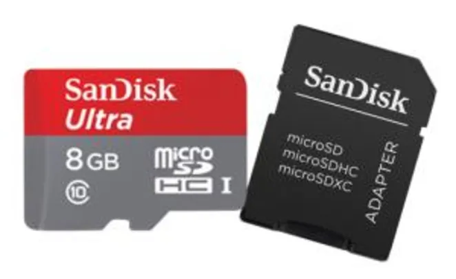 Cartão de Memória Sandisk™ Ultra® Microsdhc™ Uhs-I Com Adaptador 8Gb Classe 10
