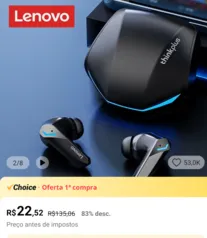 [Primeira compra] Fone de ouvido GM2 PRO Lenovo 