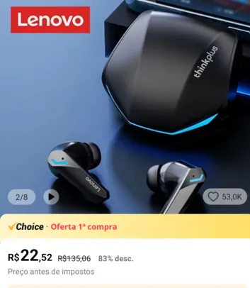 [Primeira compra] Fone de ouvido GM2 PRO Lenovo 