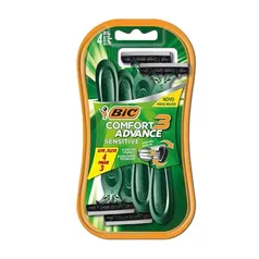 BIC Aparelho De Barbear Comfort 3 Advance Pele Sensível Verde C/ Fita Lubrificante 9298501 Embalagem Leve 4 Pague 3