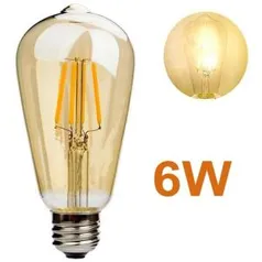 Lâmpada Filamento Led Bulbo Retrô Vintage 6w Âmbar Branco Quente Bivolt | R$16